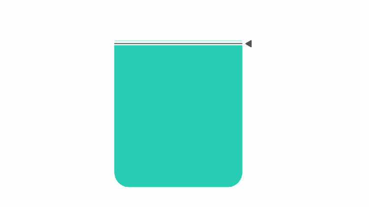 Graphic showing a square split into a light teal upper half and darker teal lower half, representing a temperature threshold to represent that flu spreads when temperatures drop below 41°F