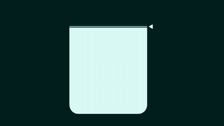 Graphic showing a square split into a light teal upper half and darker teal lower half, representing a temperature threshold to represent that flu spreads when temperatures drop below 41°F